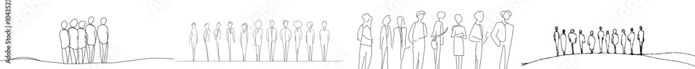 Aufkleber drawing of a business group standing together. a group of people standing in a crowd. drawing of a f