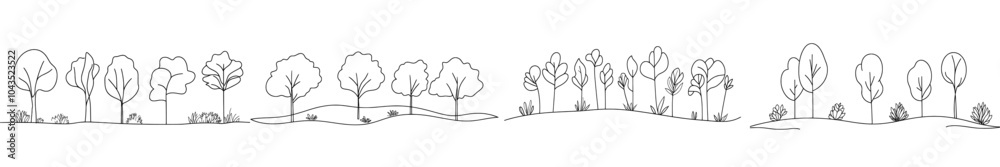 Poster drawing of a tree with a bush for an eco-friendly garden icon. hand drawn minimalist design of a mod