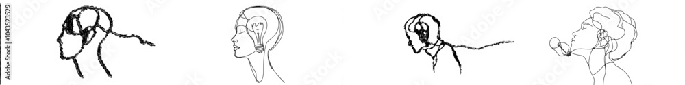 Poster an allegory of solution and the search for new ideas through minimalism. a man is thinking with a li