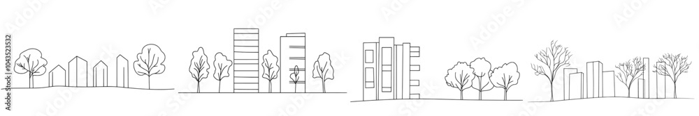Poster luxury house building in big city. architecture property isolated minimalism concept. dynamic drawin