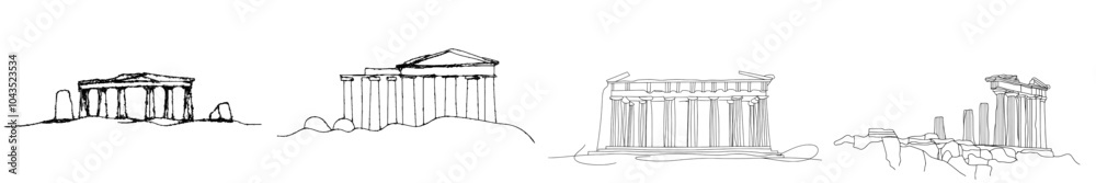Aufkleber art gallery structure isolated doodle minimal concept. trendy continuous line draw design graphic mo
