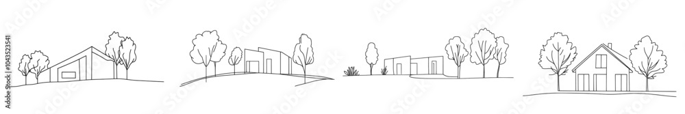 Leinwandbilder an illustration of a luxury house construction building in the city. this is a one-line continuous d
