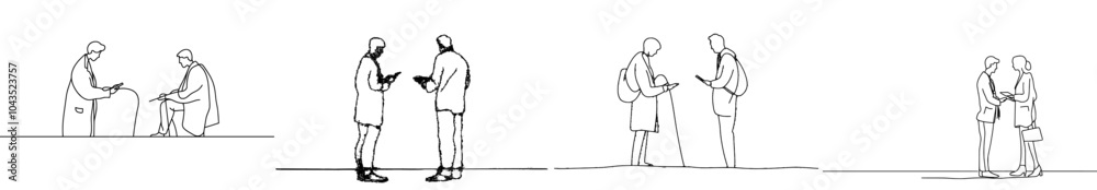 Leinwandbilder a woman and a man are engaged in a conversation about a trending line art drawing. people are talkin