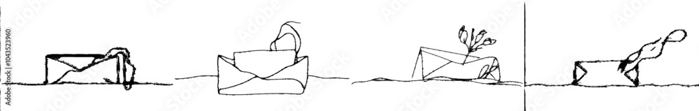 Aufkleber continually drawn envelope with a letter inside it