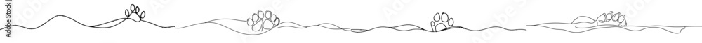 Aufkleber in a continuous line drawing style, an animal footprint is shown on an abstract background. modern i