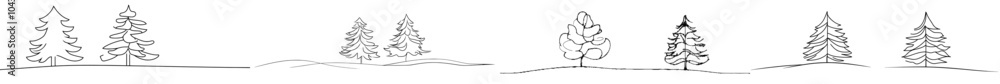 Poster continually drawing a christmas tree with a star on it. christmas tree one line drawing. merry chris