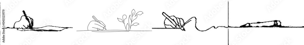 Poster on a white background, a modern illustration in pencil with a continuous single line drawing is disp