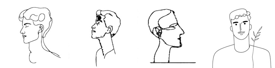 Fototapeta premium An artistic one line drawing of a man showing his hairstyle in a modern style.