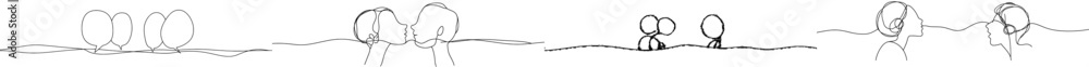 Poster Line art image showing a quote mark with continuous lines. Modern illustration. Abstract foreground.