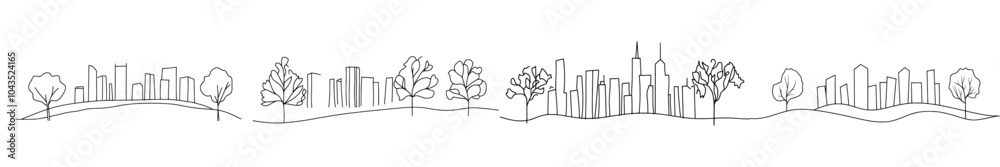 Aufkleber single line drawing of a beautiful building depicting a city concept. graphic design illustration in