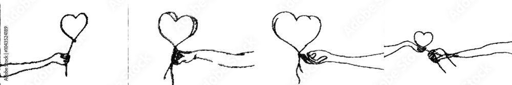 Poster the concept of a love relationship and a volunteer organization symbol is drawn in a simple linear s