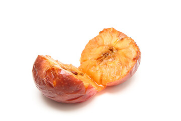 A picture of the fallen down and rotten apple. Starting to ferment and beginning to be moldy. 