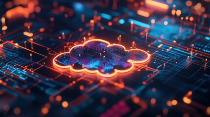 Vibrant Cloud Technology Concept with Digital Elements