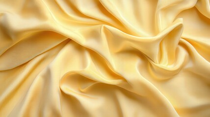 Obraz premium A close-up view of luxurious yellow fabric, showcasing delicate folds and a soft texture that exudes warmth and elegance.