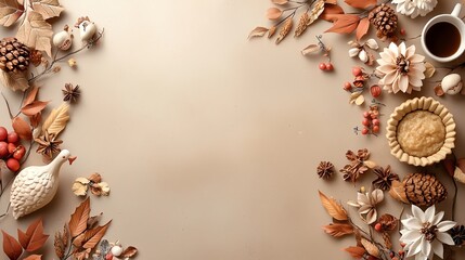 Thanksgiving tie featuring roasted turkey and pie illustrations, playful and colorful