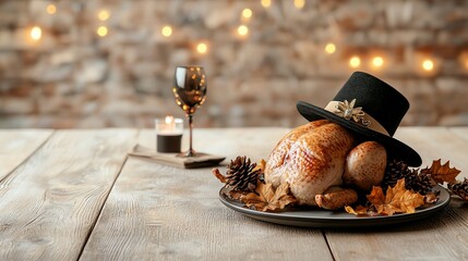 Tie with pilgrim hats and turkey designs, fun and festive Thanksgiving vibe