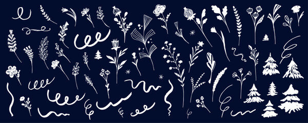 Festive New Year's decor elements. Vector set.