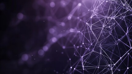 A mesmerizing visualization of interconnected nodes and lines, representing abstract technology or network concepts against a dark, purple background.