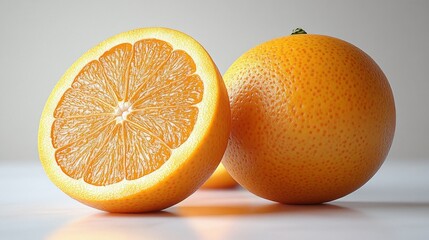 Fototapeta premium A close up of an orange with the top half cut off