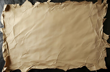 Crumpled beige paper on a dark background.