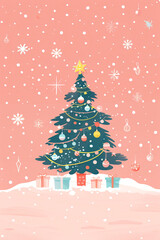 Obraz premium Winter modern alternative christmas tree made from many colorful gift boxes. Festive xmas and New Year holiday season banner and greeting card with copy space. Minimalism. creative composition concept