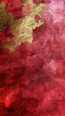 Fototapeta premium Red and Gold Paint Adorning Wall