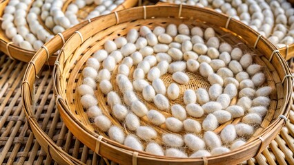 Round bamboo basket for silkworm larvae