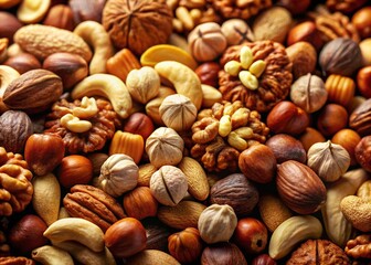 Fototapeta premium Captivating Macro Photography of Nuts: Showcase the Intricate Details and Textures of Various Nut Types for Nature and