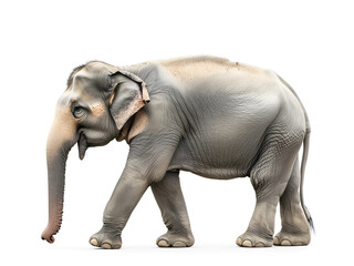 Fototapeta premium Side view of walking Asian Elephant isolated on white background.