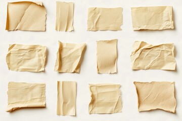 Obraz premium Vintage Tape Collection: Retro Adhesive Labels in Yellow Paper Set