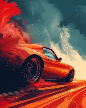 Sports car poster design background.