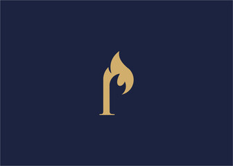 Letter p with fire logo icon design vector design template inspiration