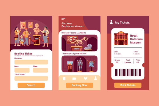 Hand drawn international museum day app design