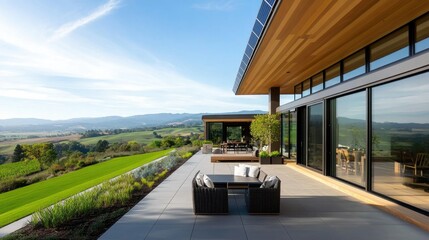 Obraz premium Modern Home with Integrated Solar Energy Solutions