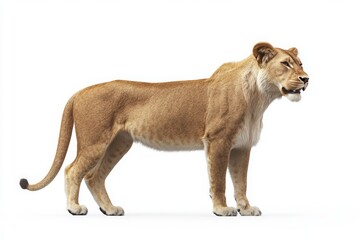 Obraz premium beautiful standing female lion on white background