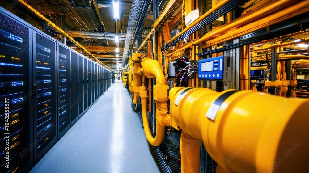 Poster Modern Data Center with Organized Infrastructure Layout