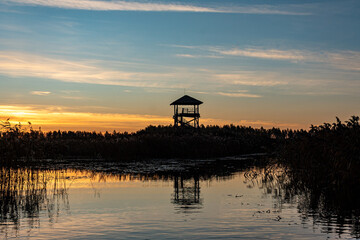 landscape with a birdwatching tower, a unique cultural landscape consisting of overgrown and...