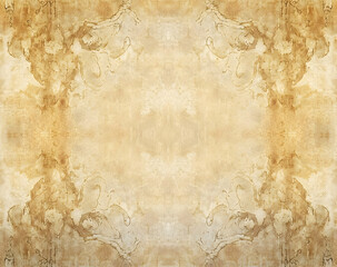 Old, worn paper background with a light brown color and abstract designs.