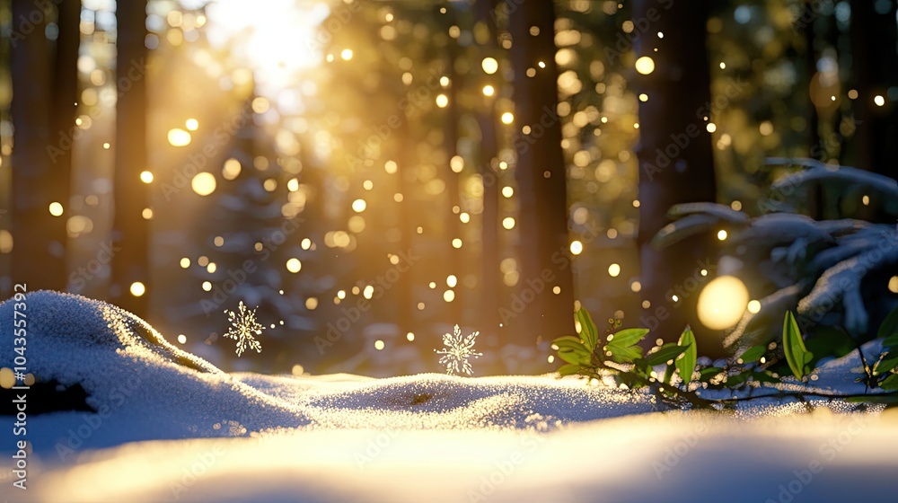 Poster tranquil snowfall in a serene forest scene