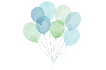 Minimalist Light Blue and Green Balloon Bouquet