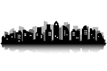 Obraz premium dark city silhouette vector drawing silhouette of huge buildings