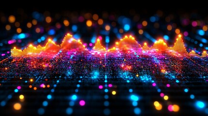 Obraz premium Abstract Neon Light Background with Bokeh and Glowing Lines