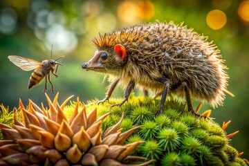 Obraz premium Closeup of Tachina Fera Fly on Hedgehog in Natural Setting - Outdoor Wildlife Photography