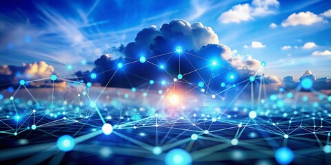 Fototapeta premium Cloud Computing Concept with Tilt-Shift Photography for Abstract Technology Background