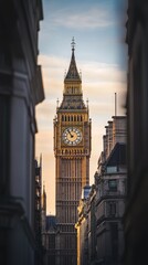 Big ben standing tall over london at sunset