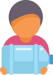 Person carrying big bottle of clean water, healthy lifestyle and hydration concept, flat vector illustration