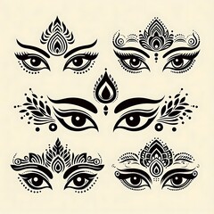 Durga Face illustration for the Happy Durga Puja Celebration

