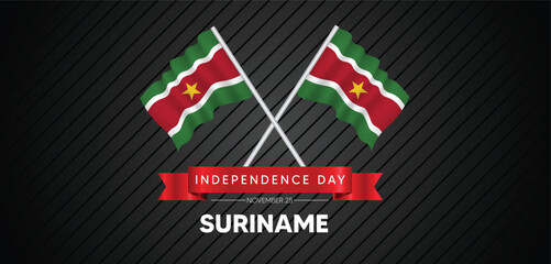 Suriname Independence Day 25 November waving flag vector poster