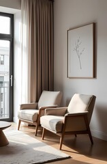 Scandinavian interior design modern living room. minimalist design.