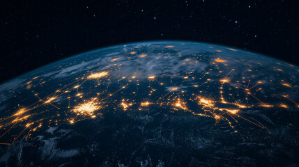 Obraz premium Global datas exchanges and futuristic connections system over the globe 3D. 